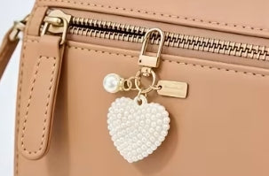 Large Pearl Heart Keychain Pendant