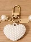 Large Pearl Heart Keychain Pendant