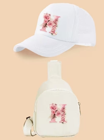 Kids Letter Print Hat and Cross Body 2pc