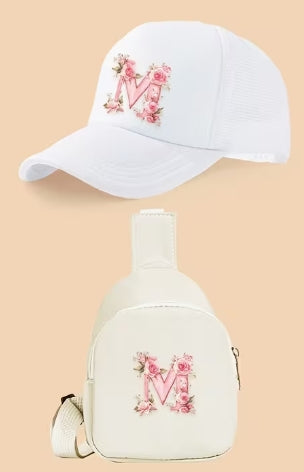 Kids Letter Print Hat and Cross Body 2pc