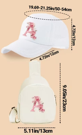 Kids Letter Print Hat and Cross Body 2pc
