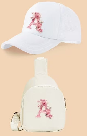 Kids Letter Print Hat and Cross Body 2pc