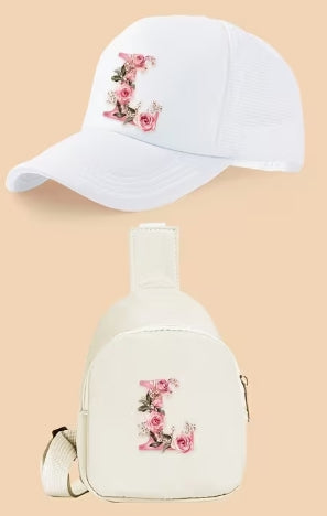 Kids Letter Print Hat and Cross Body 2pc
