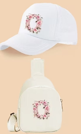 Kids Letter Print Hat and Cross Body 2pc