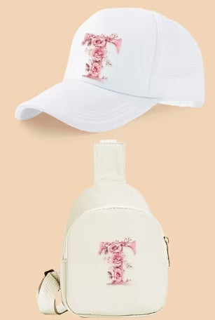 Kids Letter Print Hat and Cross Body 2pc