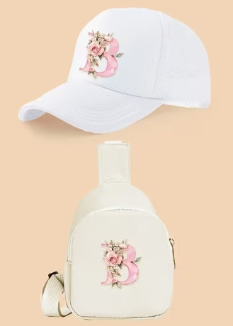 Kids Letter Print Hat and Cross Body 2pc