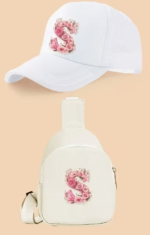 Kids Letter Print Hat and Cross Body 2pc
