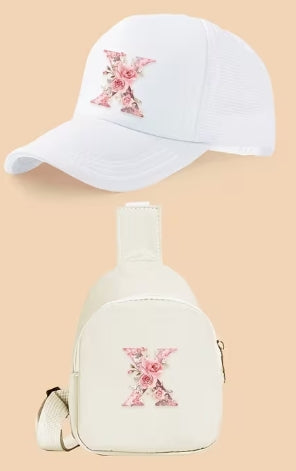 Kids Letter Print Hat and Cross Body 2pc