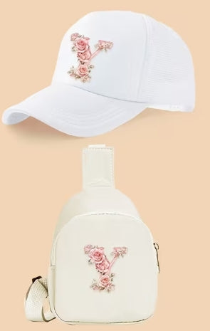 Kids Letter Print Hat and Cross Body 2pc