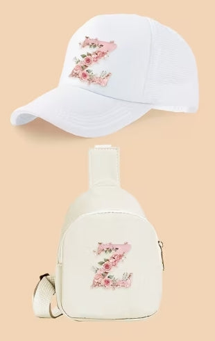 Kids Letter Print Hat and Cross Body 2pc