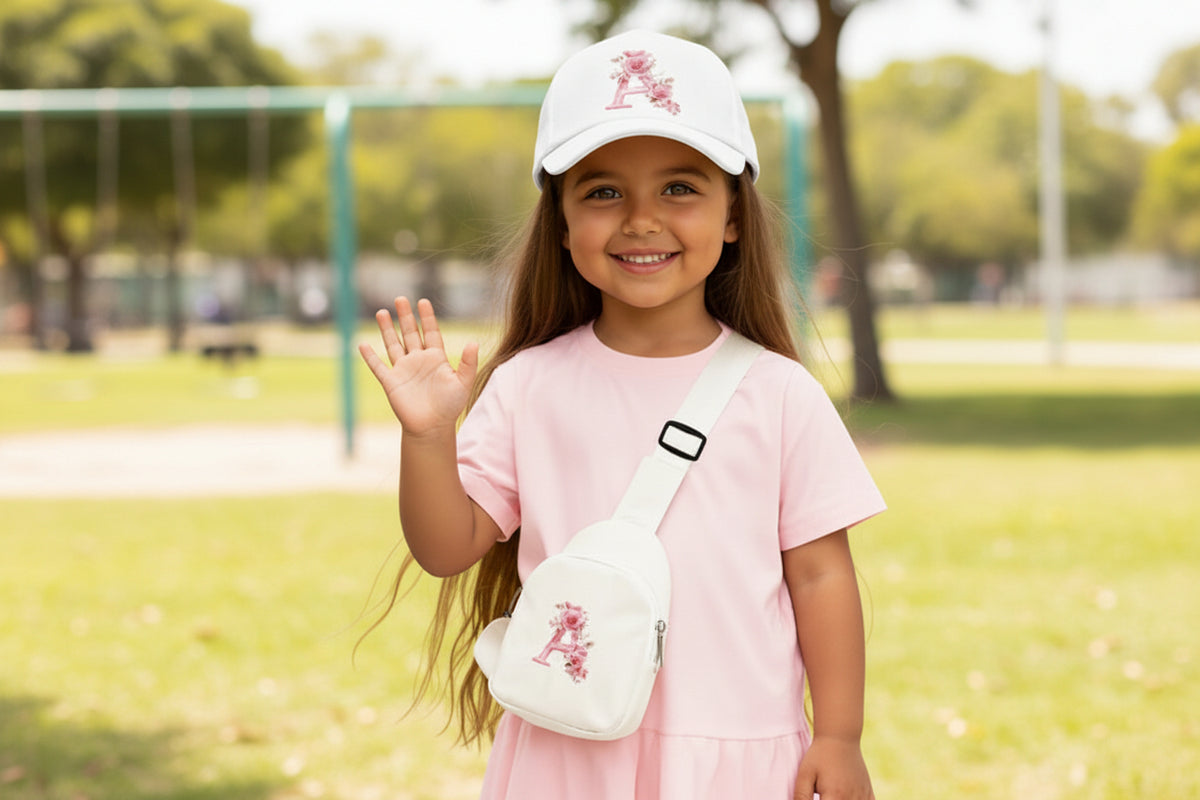 Kids Letter Print Hat and Cross Body 2pc