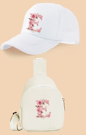 Kids Letter Print Hat and Cross Body 2pc