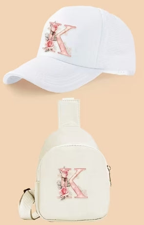 Kids Letter Print Hat and Cross Body 2pc