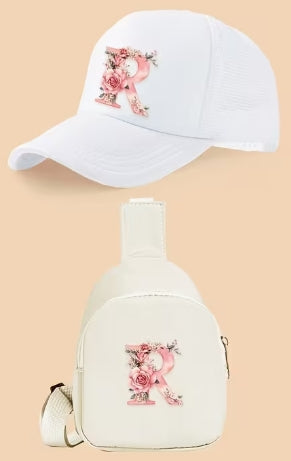 Kids Letter Print Hat and Cross Body 2pc