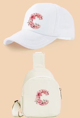 Kids Letter Print Hat and Cross Body 2pc