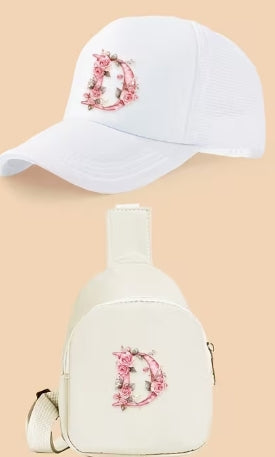 Kids Letter Print Hat and Cross Body 2pc