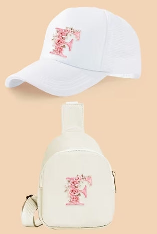Kids Letter Print Hat and Cross Body 2pc