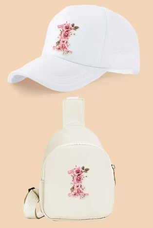 Kids Letter Print Hat and Cross Body 2pc