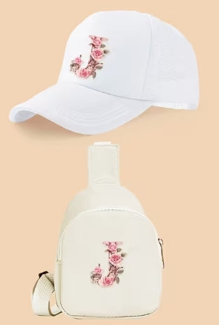 Kids Letter Print Hat and Cross Body 2pc