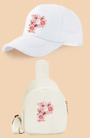 Kids Letter Print Hat and Cross Body 2pc