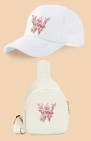 Kids Letter Print Hat and Cross Body 2pc