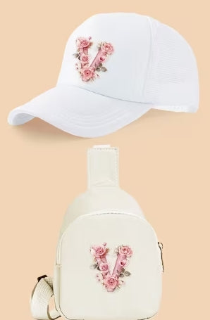Kids Letter Print Hat and Cross Body 2pc