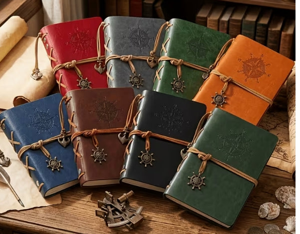 Retro Leather Pirate Anchor Spiral Notebook Journal