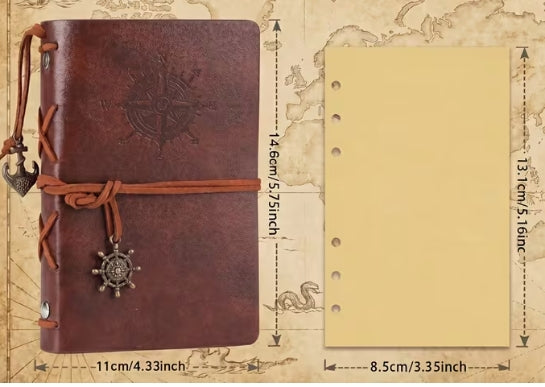 Retro Leather Pirate Anchor Spiral Notebook Journal