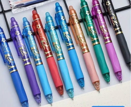 Colored Flower Pattern Design Erasable Adhesive 0.5mm Fine Point Tip