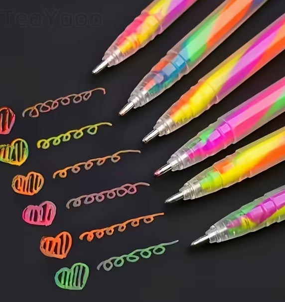 Neon Glitter Candy Stripe Roller Pen