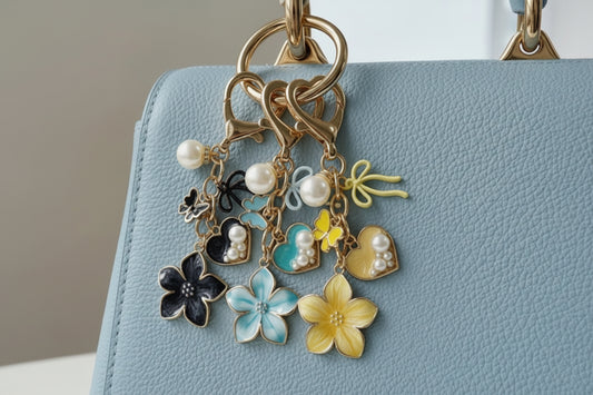 3D Pearl & Rhinestone Bow Butterfly Bag Charm