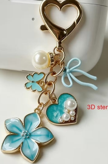 3D Pearl & Rhinestone Bow Butterfly Bag Charm