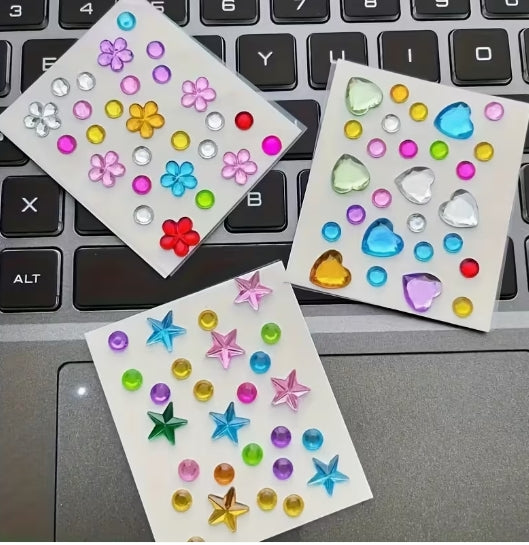 Mini Stickers | Heart, Flower, and Star Crystal Decoration