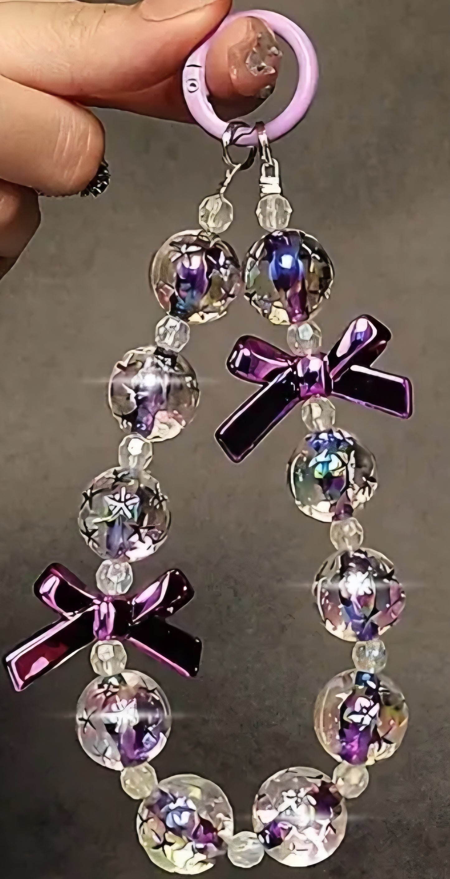 Purple Two Bow Luxury Lanyard