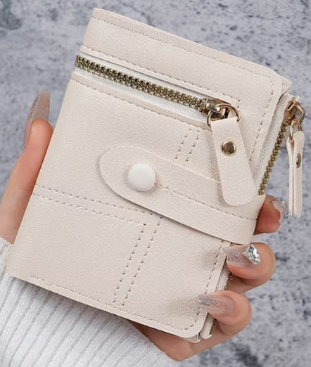Short Button and Zipper Wallet