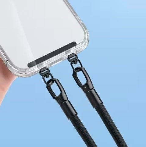 Double  buckle black universal phone lanyard pad