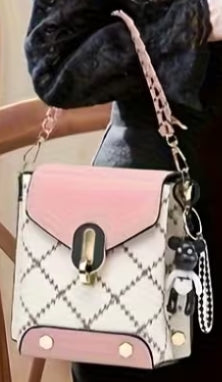 Sophisticated Block Quilted Pattern Crossbody Bag