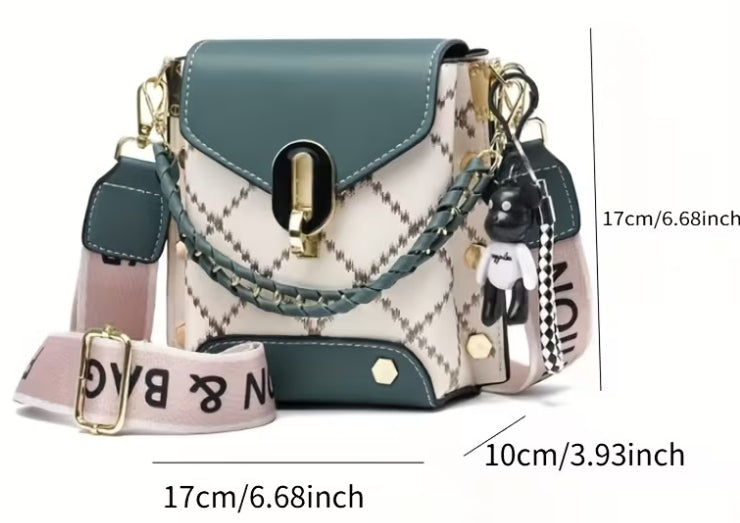 Sophisticated Block Quilted Pattern Crossbody Bag