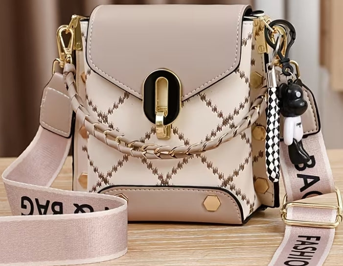 Sophisticated Block Quilted Pattern Crossbody Bag