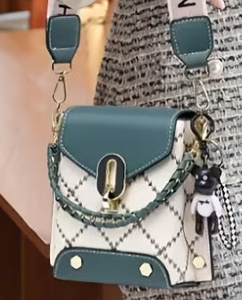 Sophisticated Block Quilted Pattern Crossbody Bag