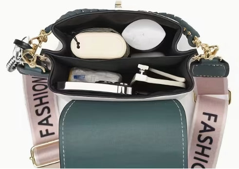 Sophisticated Block Quilted Pattern Crossbody Bag