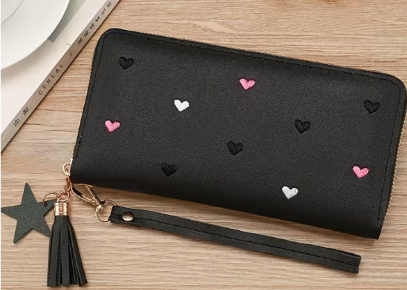 Long Card Wallet with Hearts