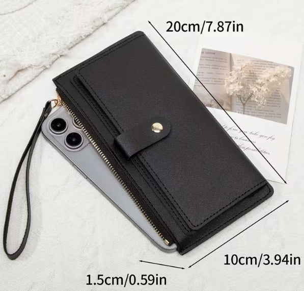 Long Card Zipper Wallet with Wristlet