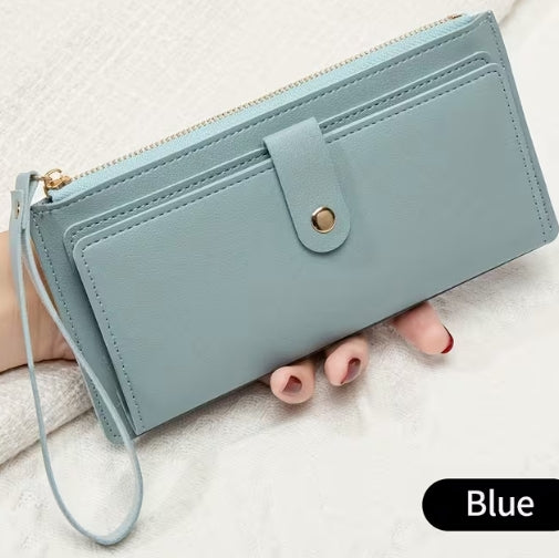 Long Card Zipper Wallet with Wristlet