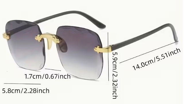Frameless Square glasses with Gold Accents