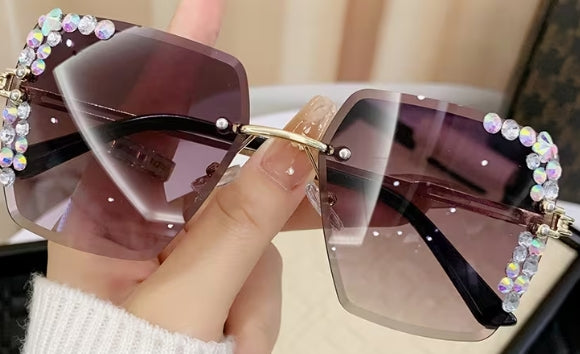 Starry Rhinestone Oversized Square Glasses