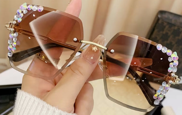 Starry Rhinestone Oversized Square Glasses