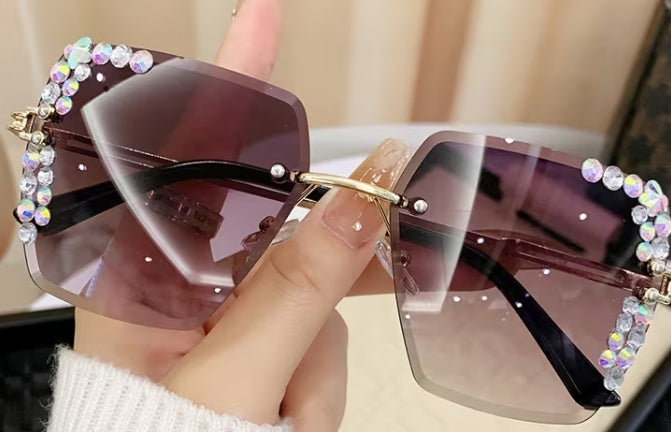 Starry Rhinestone Oversized Square Glasses