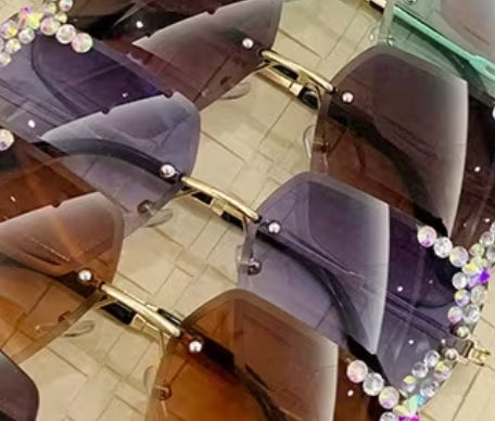 Starry Rhinestone Oversized Square Glasses