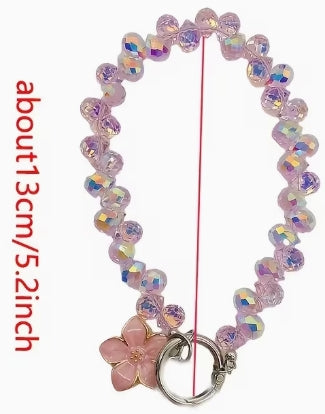 Handheld Phone Wrist Strap with Dripping Enamel Cherry Blossom Flower